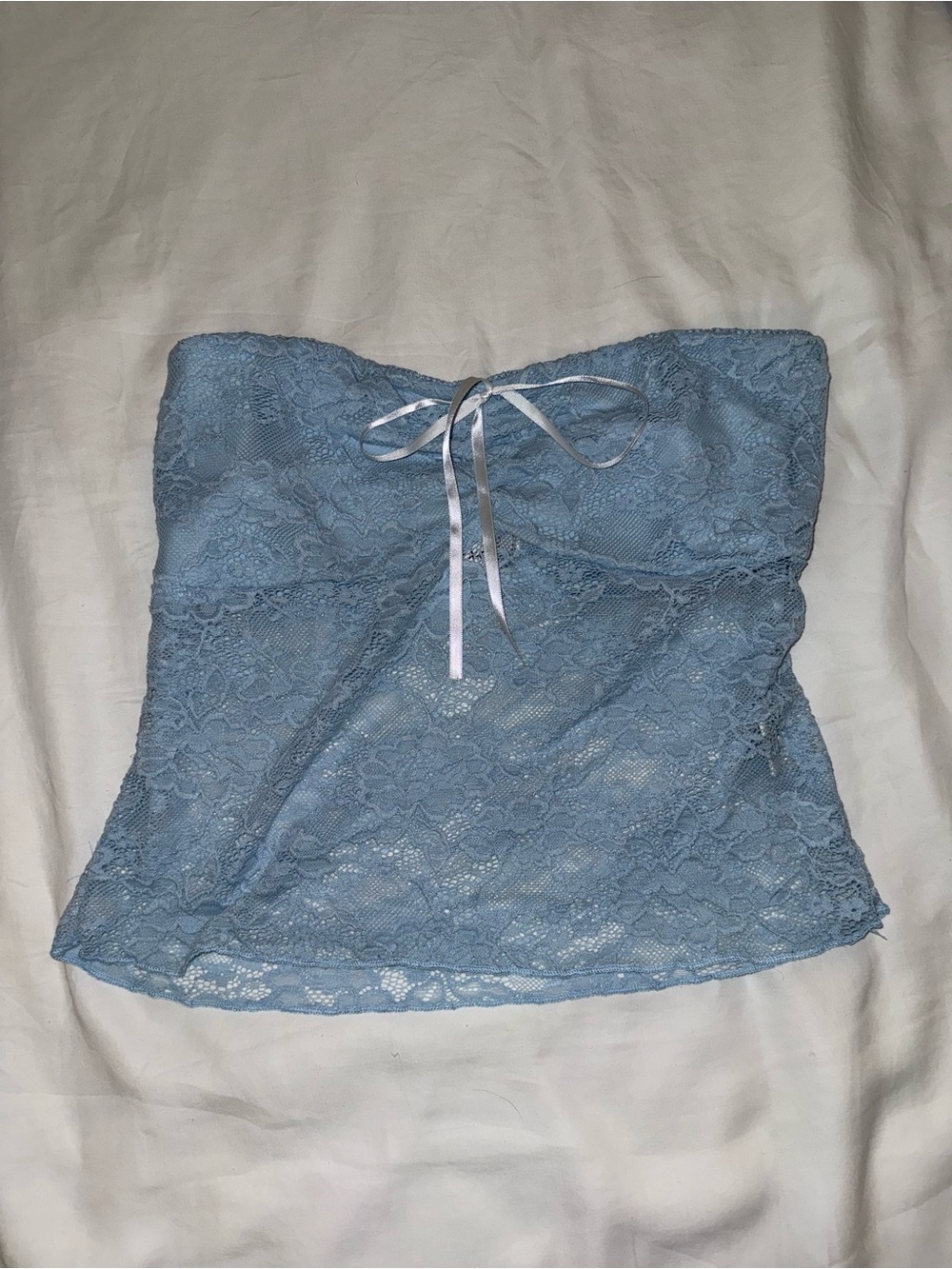 Princess Polly Light Blue Lace Bandeau Cami with Ribbon